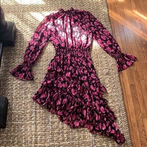 MISA asymmetrical printed dress